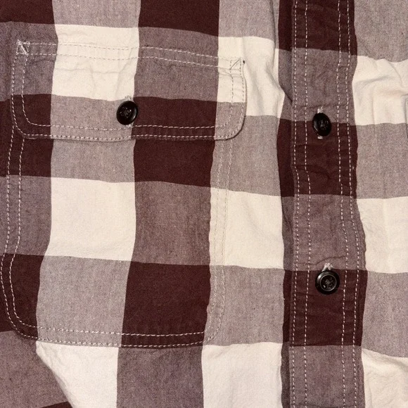 FILSON Shirt Xl Buffalo Plaid Work Shirt Long Sleeve 100% Cotton Brown / White